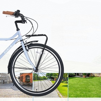 Infurnic Bicycles, 26 Inch Vintage Style Bike, 7-Speed Commute Bike with Leather Saddle for Men and Women, Blue, 22.05"*37.8"*66.93"