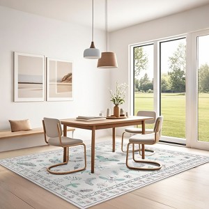 Modern Insect Floral Area Rug Non Slip Stain Resistant Low Pile Floor Cover Machine Washable Ultra Thin&Soft Indoor Mat - 1 of 4