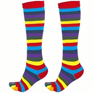 Striped Pattern Knee High Socks (Toe Socks) from the Sock Panda (Women's Sizes, Adult Medium) - 1 of 3