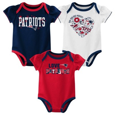 Image of NFL New England Patriots Infant Girls' 3pk White Bodysuit - 3-6M