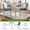 FONTOI 5-Piece Counter Height Wooden Dining Table Set with Upholstered Chairs and Crystal Accents for Stylish Kitchen and Dining, Silver, - 4 of 4
