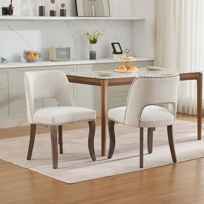 Hrinhom Set of 2 Wooden Dining Chairs, Farmhouse Dinner Chair for Kitchen Dining Room