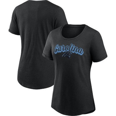 NFL Carolina Panthers Women's Heather Short Sleeve Scoop Neck Bi-Blend T-Shirt