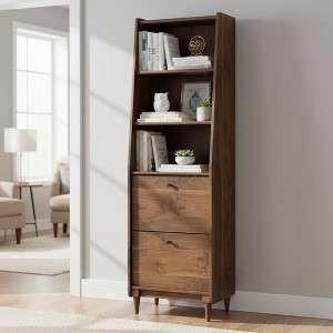 Homy Casa 29.9" Bookcase for Living Room or Home Office, Brown - 1 of 4