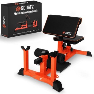 SQUATZ Sissy Squat Machine and Preacher Curl Crunch Rack - Orange, Black - 1 of 4