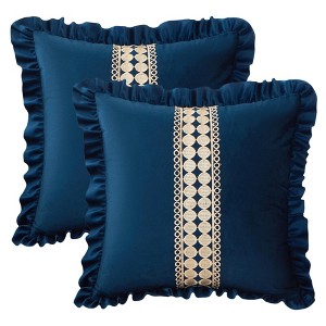 REGALWOVEN Scalloped Wavy Edge Designs Boho Throw Pillow Covers Cushion Cases for Home Decor 18 x 18 Inch 2 Pcs - 1 of 4