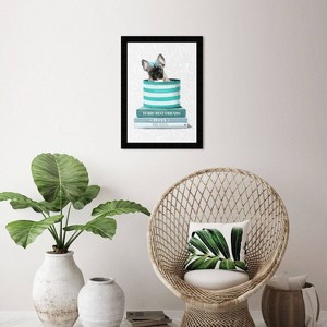15" x 21" Fashion Frenchie Dog Framed Wall Art Print Blue - Wynwood Studio: Modern Decor, Animal Poster - 1 of 4