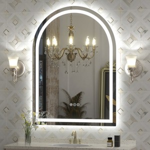 Apmir Super Bright 192 LEDs/m LED Lighted Anti-Fog Tempered Glass Arched Bathroom/Vanity Mirror with ETL & 3-Year Warranty - 1 of 4