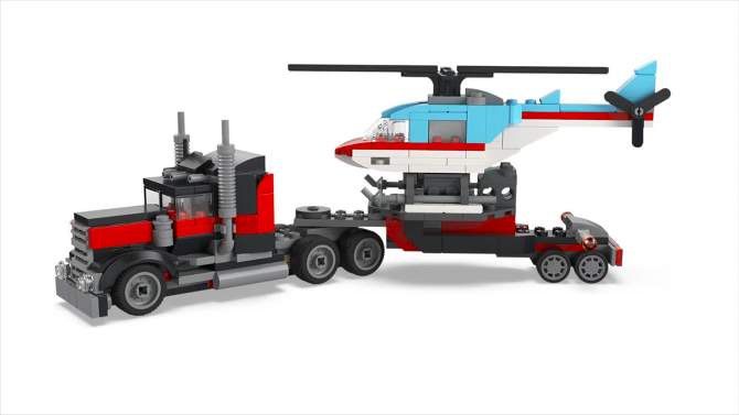 LEGO Creator 3 in 1 Flatbed Truck with Helicopter Toy 31146, 2 of 8, play video