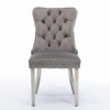 DOMETOUR Modern Velvet Dining Chair Solid Wood with Chrome Stainless Steel Plating Legs Nailhead Trim Set of 2 - 2 of 4