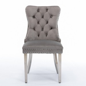 Ridstar 2 Piece Contemporary Dining Chairs, Armless Chair For Dining Room-Gray - 1 of 4