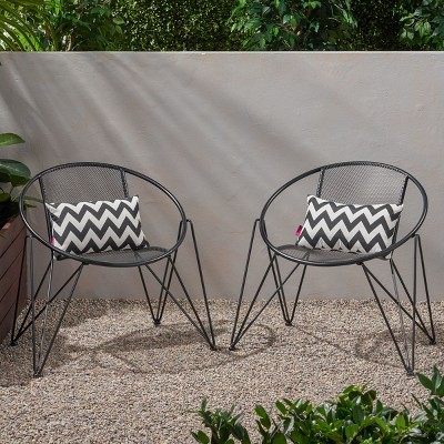 Arm Chairs Set Of 2,Modern Diamond Mesh Arm Chair With Wide Hairpin Legs,Outdoor Armchairs,Arm chairs For Patio,Backyard-Cuddlewood