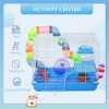 2 Tier Hamster Cage with Exercise Wheel Water Bottle House Tubes and Tray,18'' Small Animal Habitat for Mice Gerbils Dwarf Hamsters,Blue - LAOTIES - 4 of 4