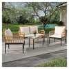 4-Piece Rattan Patio Set, Terrace Hollow Rattan Chairs with Outdoor Wicker Finish, Glass Coffee Table, Ideal for Patio Backyard Garden - 4 of 4