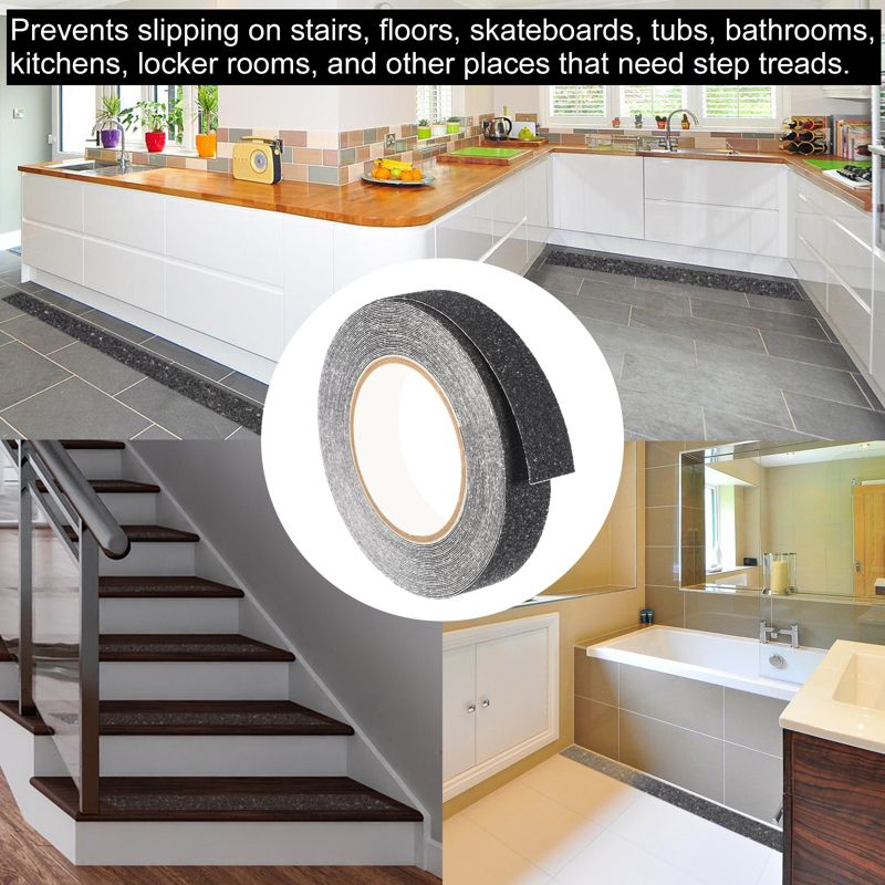 Unique Bargains Anti Slip Grip Non-Slip Traction Tape Frosted for Stair Black 1"x32.8ft, 5 of 6