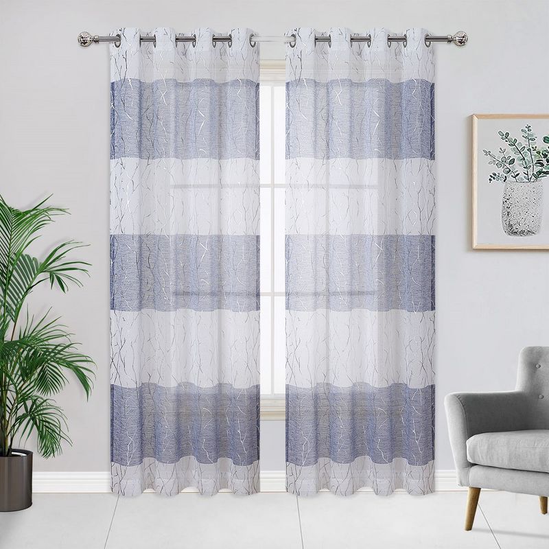 Silver Tree Branch Pattern Semi Sheer Curtains, 1 of 7