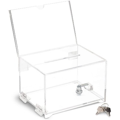 Juvale Clear Acrylic Display Donation & Ballot Box with Key Lock, Vote Box, Suggestion Box, 6.25 x 4.75 in