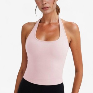 Anna-Kaci Active Women's Halter Neck Cropped Tank Top with Built-In Bra and Stretch Fabric for Workout or Casual Wear - 1 of 4
