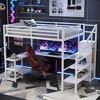 Full/Queen Metal Loft Bed with Wardrobe, L-Shaped Desk, USB & LED Lights, Space-Saving Gaming Loft Bed Frame - ModernLuxe - 3 of 4