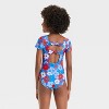 Girls' Fourth Flower Floral Printed One Piece Swimsuit - Cat & Jack™ Blue - 2 of 3