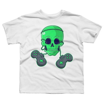 Boy's Design By Humans Halloween Skeleton Skull Crossbones Video Gamer By TaiHan T-Shirt