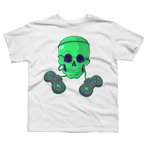 Boy's Design By Humans Halloween Skeleton Skull Crossbones Video Gamer By TaiHan T-Shirt - 1 of 3