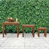 Resenkos 3 Piece Outdoor Side Nesting Table Patio Set with Acacia Wood Build & Multi-Functional Design Brown - 3 of 4