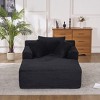 TinyHomie Oversized Chaise Longue Chair Indoor, Modern Upholstered Corduroy Deep Seat Sofa Bed with Throw Pillows and Armrests, Black - 2 of 4