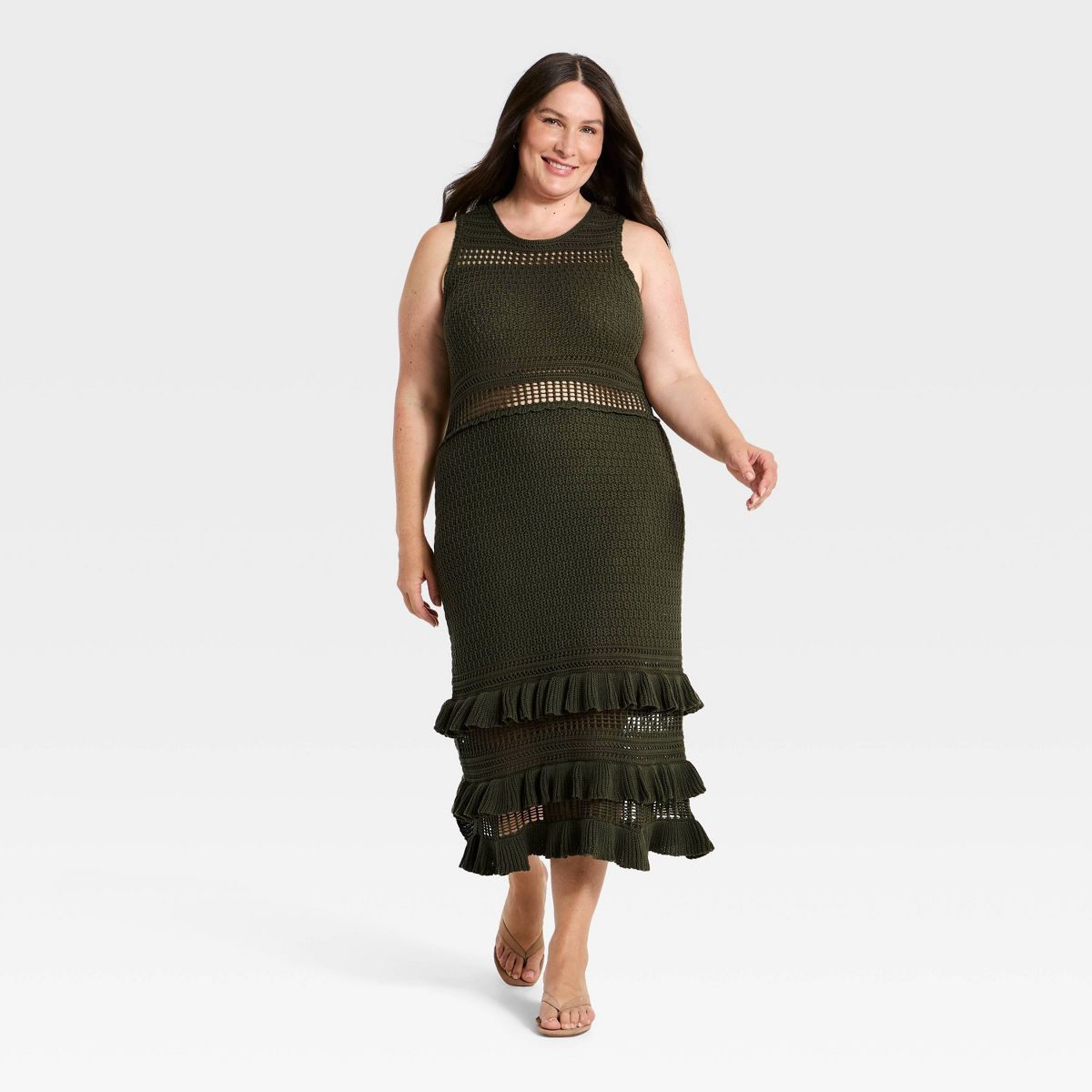 Women's Ruffle Sweater Midi Dress - A New Day™ - thumbnail 10