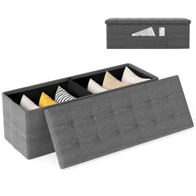 Tangkula 43" Folding Storage Ottoman Bench w/ Removable Divider & Side Pocket Bedroom