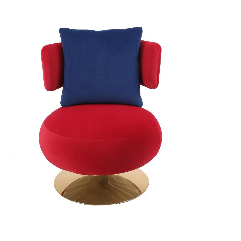 Round Teddy/Velvet Fabric Swivel Barrel Chair With Armrest - ModernLuxe, 5 of 11