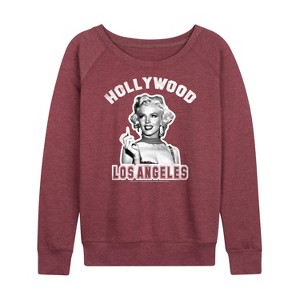 Women's - Marilyn Monroe - Hollywood Los Angeles California Lightweight French Terry Wide Neck Long Sleeve Shirt - 1 of 4