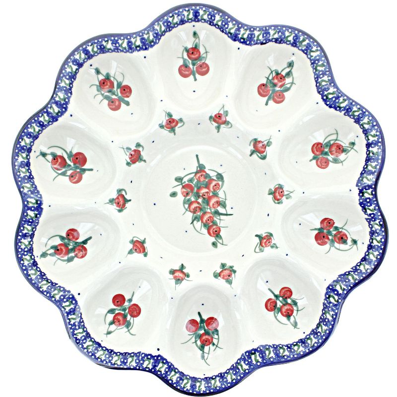 Blue Rose Polish Pottery 857 Millena Egg Plate, 1 of 3