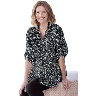 Woman Within Plus Size Rayon 7-Day Pintucked Tunic Blouse