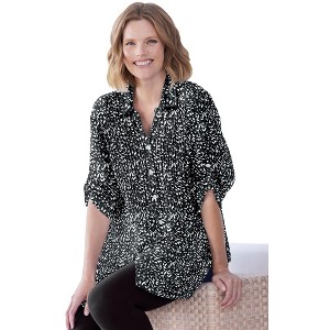 Woman Within Plus Size Rayon 7-Day Pintucked Tunic Blouse - 1 of 4