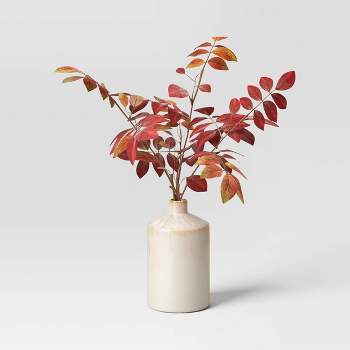 Leaf Arrangement in Ceramic Pot Red - Threshold™