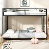 Zevemomo Twin Over Twin Bunk Bed, Metal Low Profile Bunkbeds with Full-Length Guardrail and Ladder, Space Saving, No Boxing Spring Needed, Black - 2 of 4