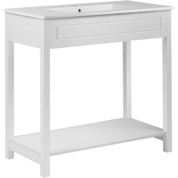 Modway Altura 36" MDF Ceramic and Particleboard Bathroom Vanity in White