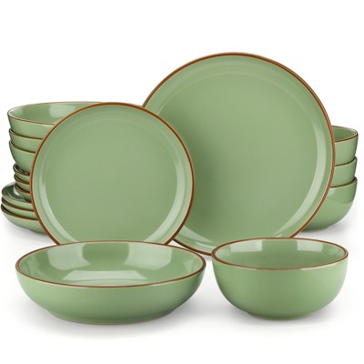 vancasso 16 Piece Forest Green Solid Glazed Ceramic Tableware Set For 4 People