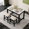 3-Piece Modern Faux Marble Versatile Bar Table Set with Storage Drawers and Padded Stools, Ideal for Space-Saving Dining Nooks or Small Kitchens - 2 of 4