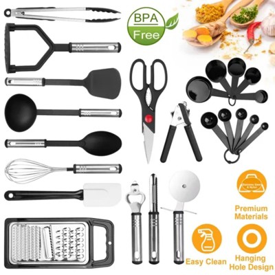 LunaLulinlk 23-Piece Stainless Steel Kitchen Utensil Set Nylon Heat-Resistant Cookware