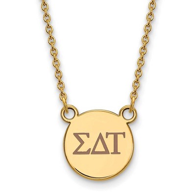Black Bow Jewelry 14k Yellow Gold Plated Sterling Silver Sigma Delta Tau Greek Life Necklace 18 Inch