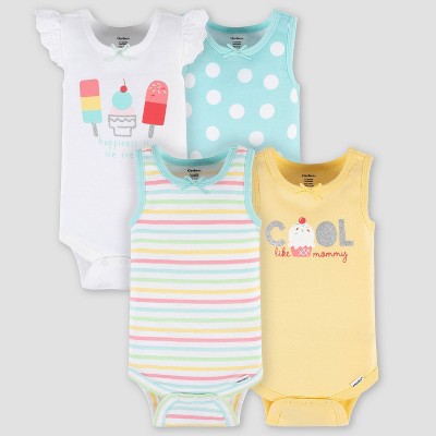 Image of Gerber Baby 4pk Ice Cream Onesies - Light Blue/White/Yellow 0-3M