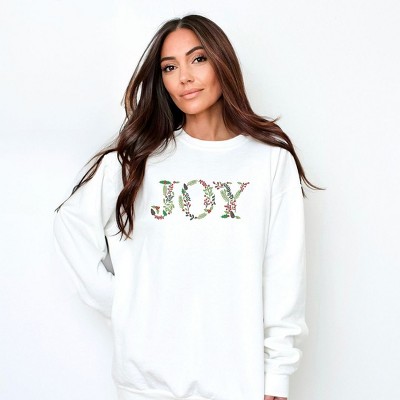 Simply Sage Market Women's  Garment Dyed Graphic Sweatshirt Embroidered Joy Floral