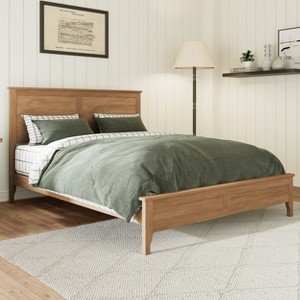 KTMBDW Mid Century Wood Platform Bed Frame, Solid Wood Foundation, Wood Slat Support, No Box Spring Needed, Easy Assembly - 1 of 4