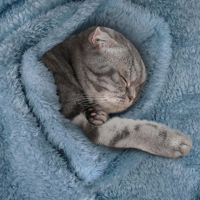 Small Dusty Blue Sherpa Fleece Pet Blanket