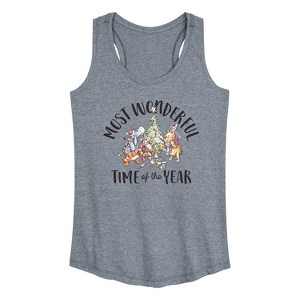Women's - Winnie the Pooh - Christmas Most Wonderful Time of the Year Graphic Racerback Tank - 1 of 4