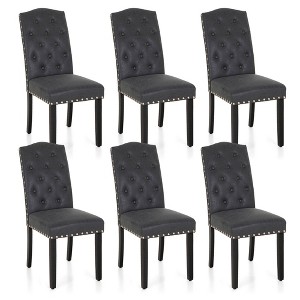 Captiva Designs Indoor High Back Dining Chairs with PU Leather & Padded Seat & Solid Curved Wood Legs - 1 of 4