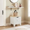 VECELO 18/30/43" Storage Ottoman Wooden Bench with Wicker-Knot Cushions Toy Box Organizer with Safety Hinges Charcoal Gray/White - 2 of 4