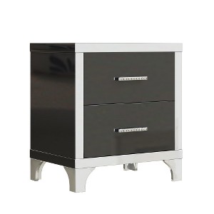 LIVAREEmlen Elegant High Gloss Nightstand with Metal Handle,Mirrored Bedside Table with 2 Drawers for Bedroom,Living Room - 1 of 4
